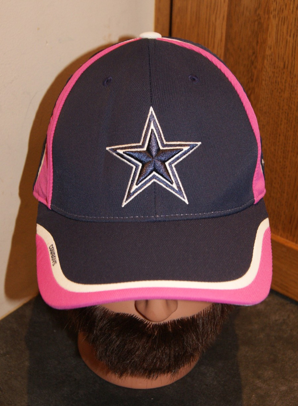Vintage Y2K Dallas Cowboys On Field Fitted L/XL Hat Cap Blue Pink Cancer